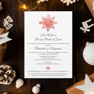 Invitación Pareja contemporánea de invierno ducha copo de nie