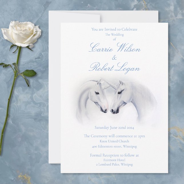 Invitación Pareja de amor de Unicornios blancos (Subido por el creador)