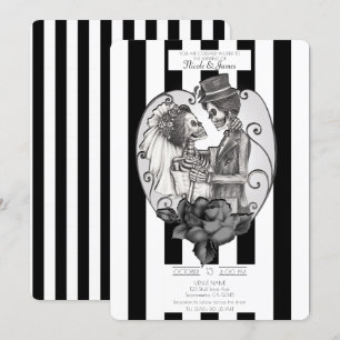 Invitación Pareja de amor Skeleton Matrimonio danza Boda góti