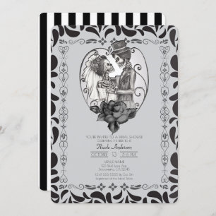 Invitación Pareja de amor Skeleton Matrimonio danza Ducha nup