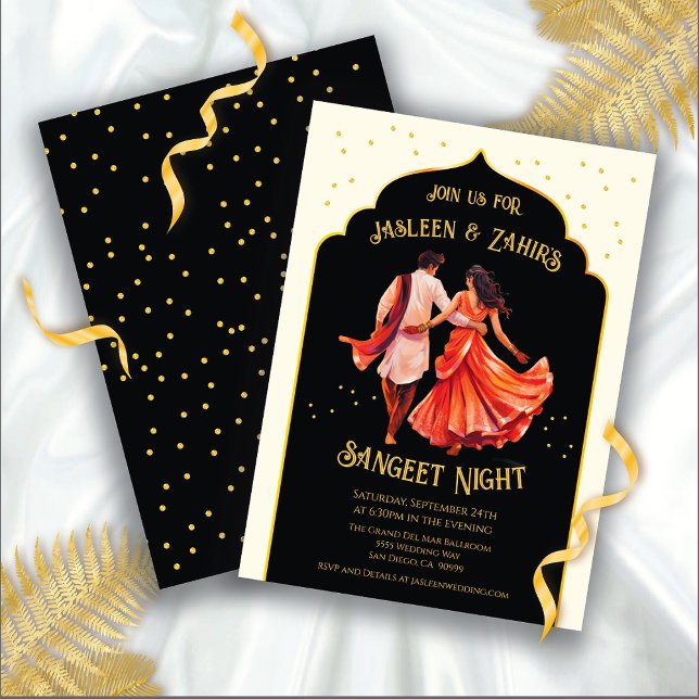 Invitación Pareja de baile nocturno de sangeet indio (Subido por el creador)