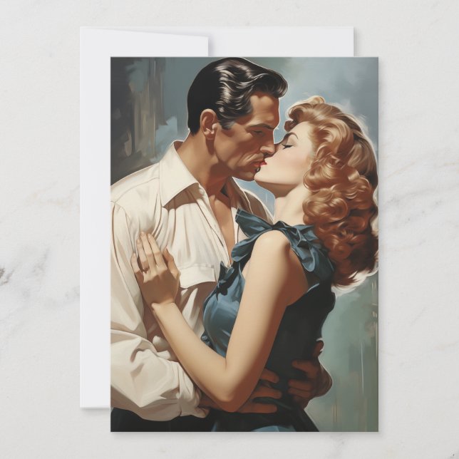 Invitación Pareja de besos vintage (Anverso)