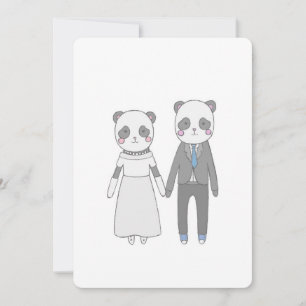 Invitación Pareja de Boda de Panda Adorable – Novia y Novio K