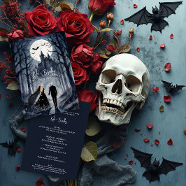 Invitación Pareja de Boda en el Bosque Místico Gótico Castill