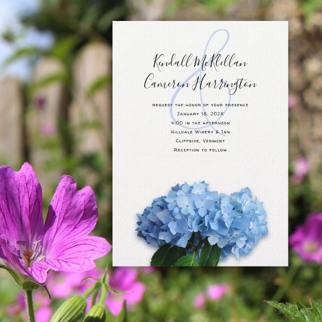 Invitación Pareja de Boda Hidrangea del cielo azul invitante (Subido por el creador)