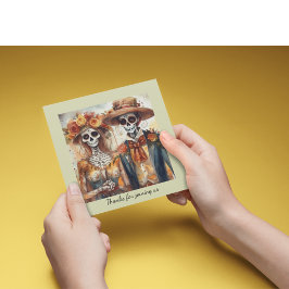 Invitación pareja de bodas de acuarela Dia de los Muertos