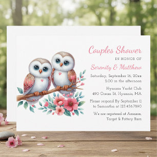 Invitación Pareja de búhos rústicos Boho Pareja de campo Invi