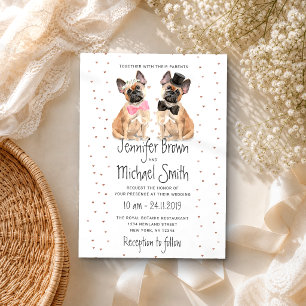 Invitación Pareja de Bulldog Francés novia novio boda