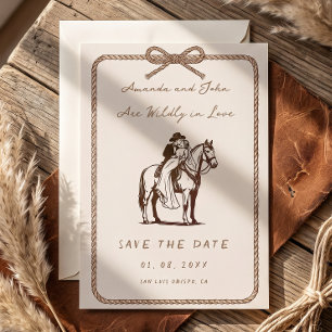 Invitación Pareja de Cabalgata Western Rústica para Salvar la