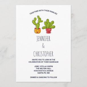 Invitación Pareja de cactus locos divertida boda