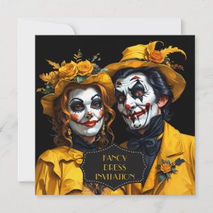 Invitación Pareja de caricatura de maquillaje de Halloween am