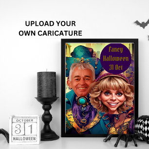 Invitación Pareja de caricatura morada brillante en Venecia