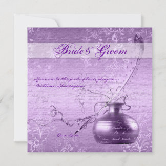 Invitación Pareja de compromiso púrpura blanca