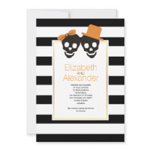 Pareja de cráneo y rayas naranja boda de Halloween