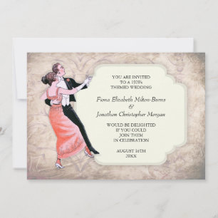 Invitación Pareja de danza vintage de bodas de los años 20
