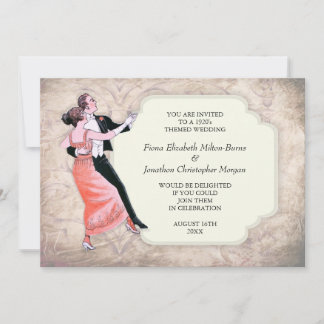 Invitación Pareja de danza vintage de bodas de los años 20