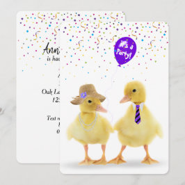 Invitación Pareja de duckers con globo Fiesta
