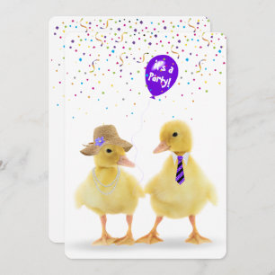 Invitación Pareja de duckers con globo Fiesta