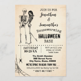 Invitación Pareja de esqueleto bash de la fiesta de Halloween
