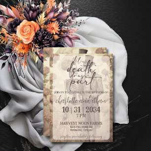 Invitación Pareja de esqueletos hasta la muerte nos hace Boda