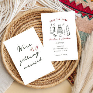 Invitación Pareja de garabatos de boda manuscrita Caprichosa