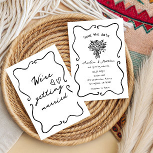 Invitación Pareja de garabatos de boda manuscrita Caprichosa