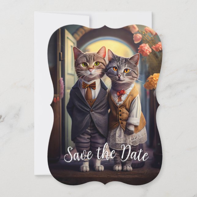Invitación Pareja de Gatitos - Reservar la Fecha (Anverso)