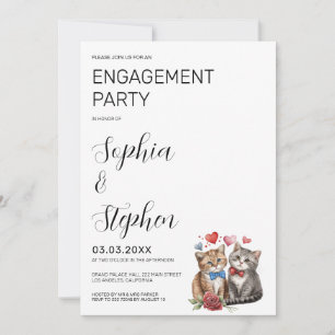 Invitación Pareja de gatos enamorados comprometidos