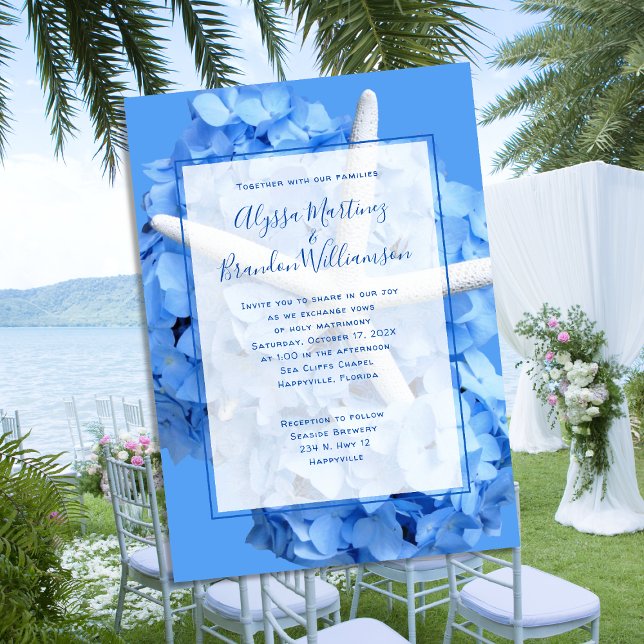 Invitación Pareja de jardín costero invitando a Boda azul (Subido por el creador)
