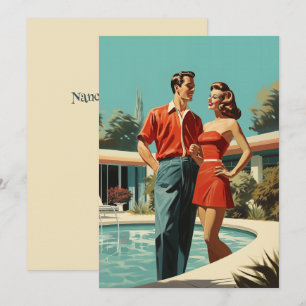 Invitación Pareja de los 50 junto a la piscina