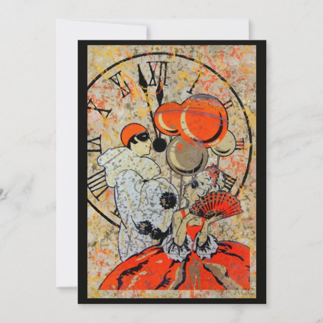 Invitación Pareja De Mascarada De Medianoche (Anverso)