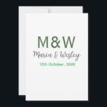 Invitación Pareja de monograma gris verde moderno romántico s<br><div class="desc">diseño femenino</div>