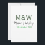 Invitación Pareja de monograma gris verde moderno romántico s<br><div class="desc">diseño femenino</div>