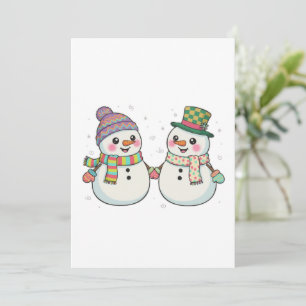 Invitación Pareja de muñecos de nieve de dibujos animados lin