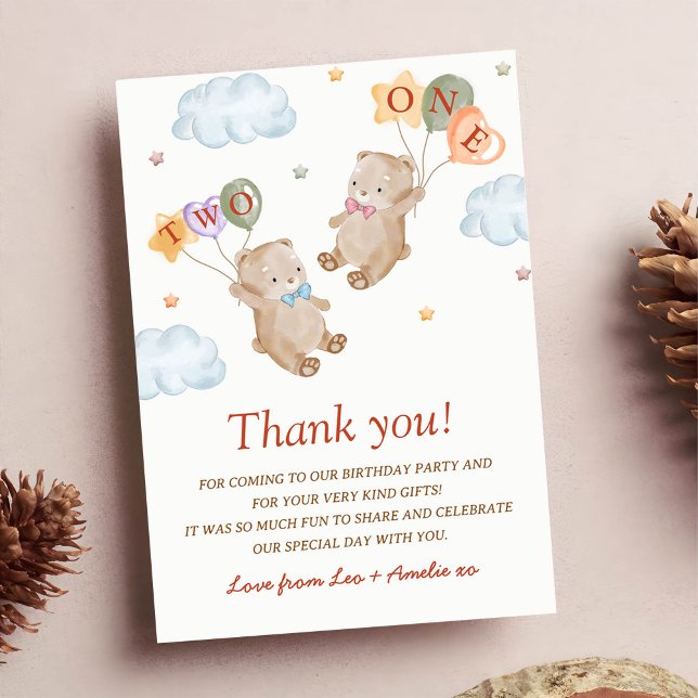 Invitación Pareja de Niño y Niña Osos de Peluche Cumpleaños F (Subido por el creador)