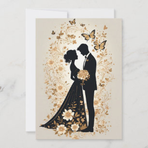 Invitación Pareja de novios románticos en vestido elegante