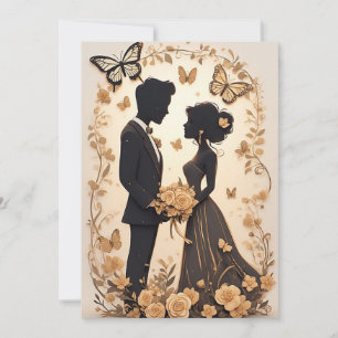 Invitación Pareja de novios románticos en vestido elegante