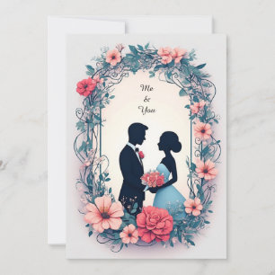 Invitación Pareja de novios románticos en vestido elegante