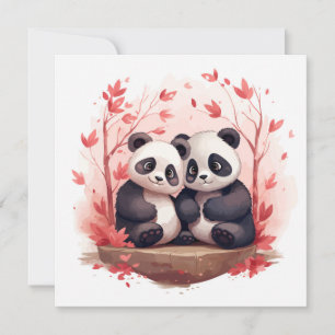 Invitación Pareja de pandas tan felices juntos 