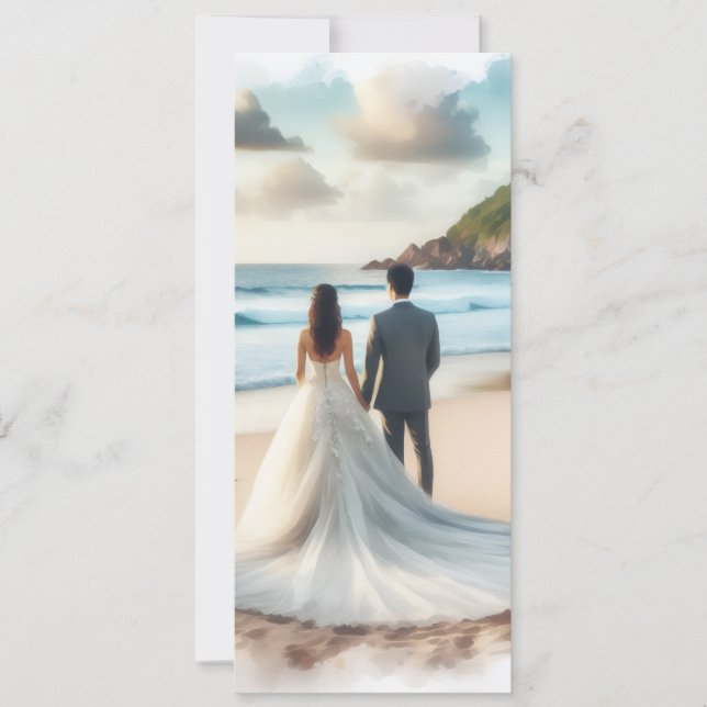 Invitación Pareja de Playa de Boda (Anverso)