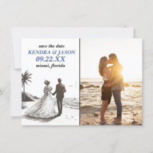 Invitación Pareja de playa Guardar la fecha