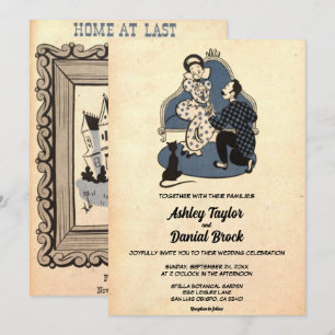 Invitación Pareja de propuesta antigua vintage arte pop boda 