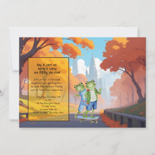 Invitación Pareja de ranas en monopatín