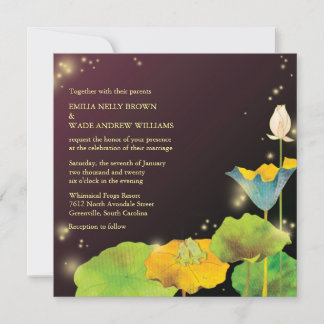 Invitación Pareja de ranas y luciérnagas Boda caprichoso
