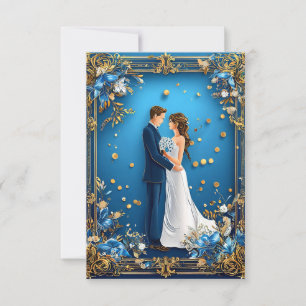 Invitación Pareja de recién casados elegante abrazándose con 
