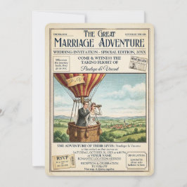 Invitación Pareja de recién casados en un globo aerostático