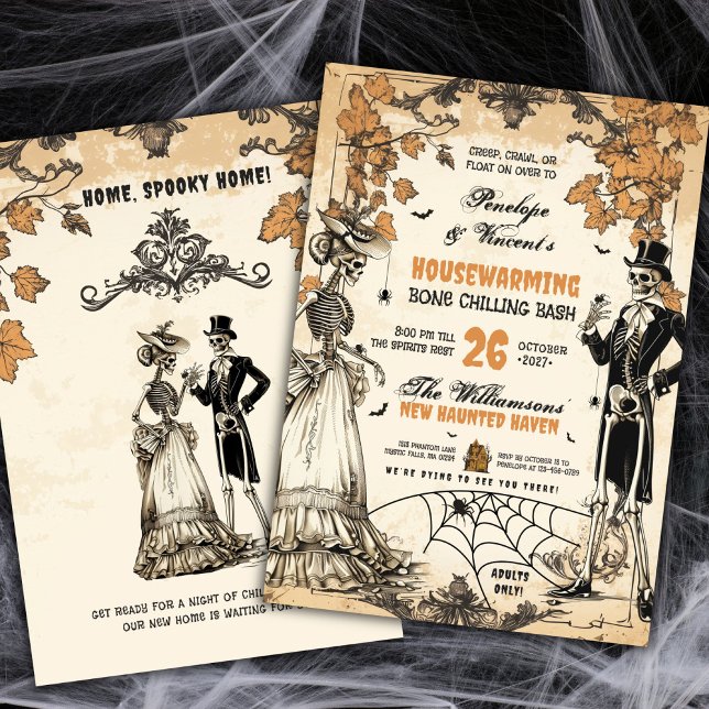 Invitación Pareja de Skeleton atormentada Fiesta de Calentami (Subido por el creador)