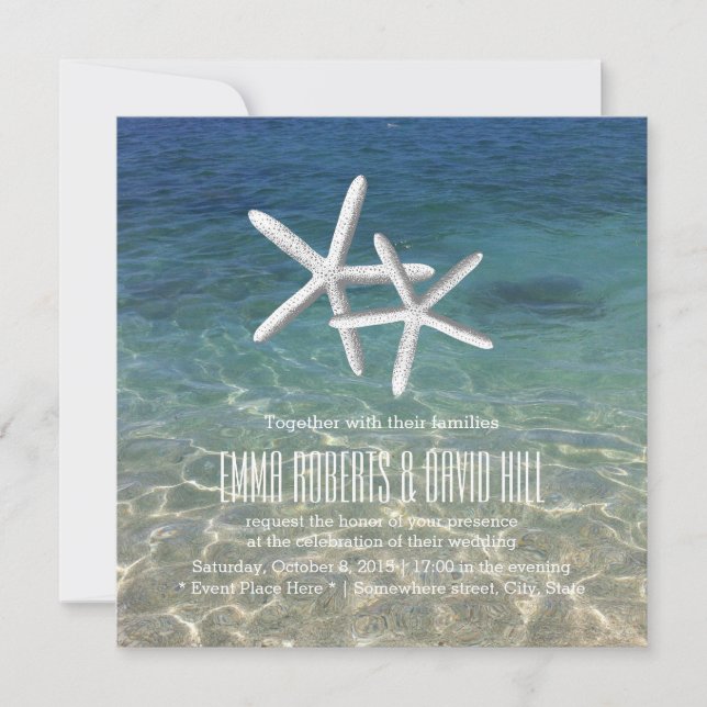 Invitación Pareja de Starfish Tropical Beach Wedding (Anverso)