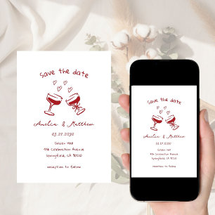 Invitación Pareja de vidrio dibujada a mano Doodle Boda capri