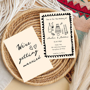 Invitación Pareja de vidrio dibujada a mano Doodle Caprichoso